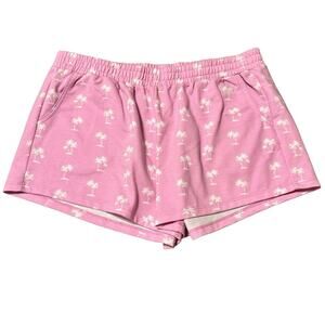 Ivory Ella Pink Palm Tree Shorts with Pockets Lounge Size XL Knit